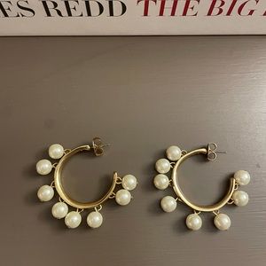 J. Crew Pearl Hoop Earrings